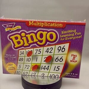 Multiplication Bingo Game, Ages 8 & Up, 3-36 Players, Classroom Educational Game